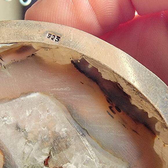 Striking Natural Agate Slice Pendant, Sterling Silver Statement Necklace - Picture 8 of 10